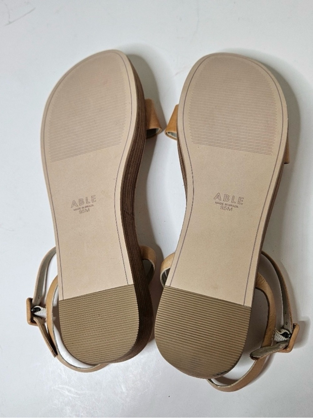 Able Larissa Platform Sandals Camel Nude Tan Leather Women's 9.5 - Picture 5 of 6